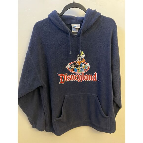 Vtg Disneyland Hoodie Mens Size M Blue 90s Mickey Mouse Adults Rare - Picture 1 of 3